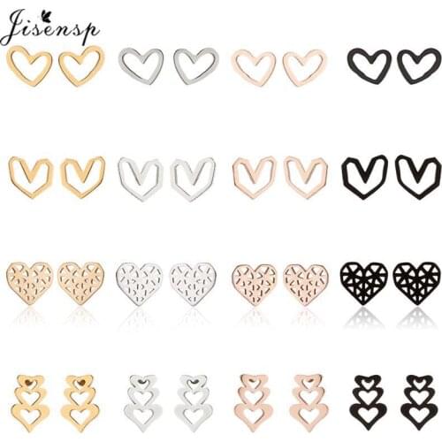 2021 Tiny Heart Earrings Stud for Women Stainless Steel Hollow Love Heart Earings Fashion Jewelry Girls Valentines Day Gifts