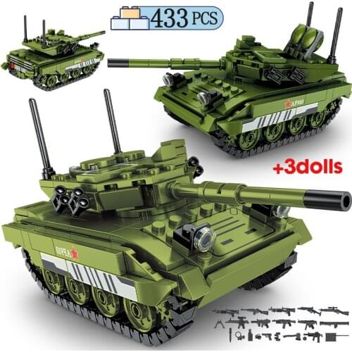 457pcs City Technical WW2 Military Panther Tank Building Blocks Soldier Weapons Tracked Vehicle Figures Toys For Children Boys
