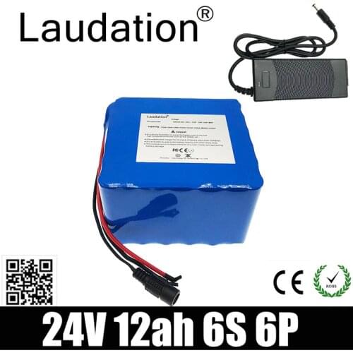 Laudation 24V 12ah Bicycle Battery 25.2V 12Ah Lithium-Ion rechargeable battery 350W E Bicycle 250W With 2A charger