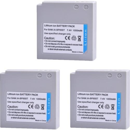3PC 1000mAH IA-BP85ST IA BP85ST BP85ST Rechargeable Camera Battery for Samsung VP-10AH VP-MX10AU SC-HMX10 SC-MX10A SC-MX20L