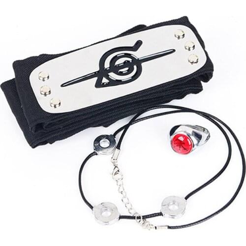 Anime Uchiha Cosplay Headband+Ring+Necklace Halloween Accessories Headband