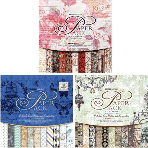 24 Sheets DIY Photo Albums Vintage Paper Pack Scrapbooking Card Making Background Paper 12 Inch Colorful Base Paper Collection