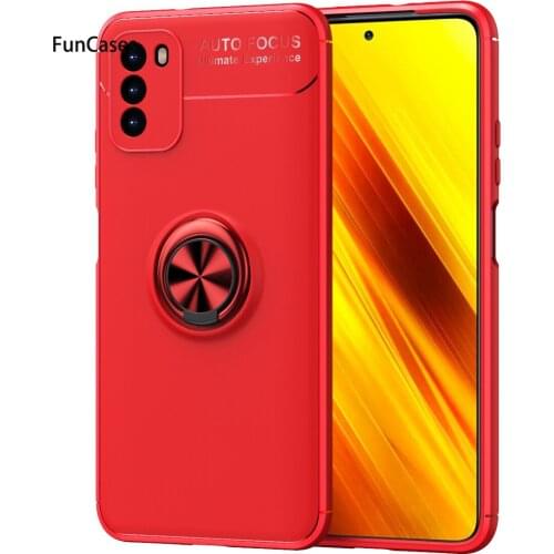Car Ring Bracket Pouch Cases For telefon Xiaomi Pocophone M3 Soft TPU Telephone Cover Xiaomi accesorios Poco M2 Pro Protector