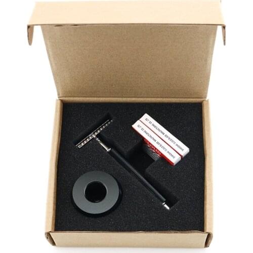 Double Edge Safety Razor Shaving Razor Black Handle Manual Razor Classic Style Anti Slip handle Wholesale 8SET/LOT Lyrebird NEW