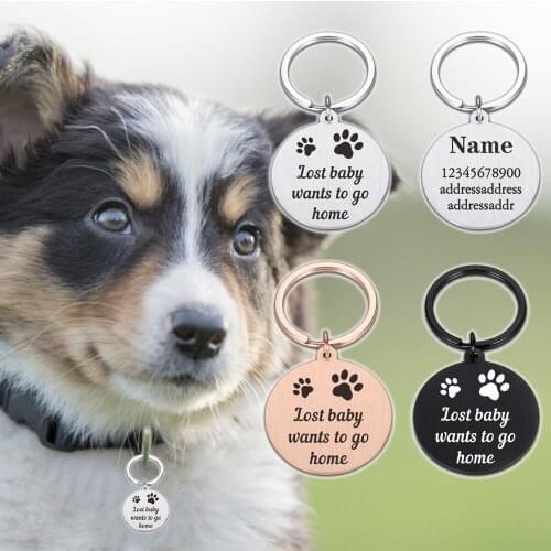 Pet Dog Tag Puppy Cat Kitten Dogs Collar Accessories Dog Name Message Tag Customized Name Stainless Steel ID Tags Personalized
