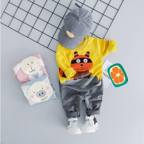 KIDS Spring Baby Girl Boy Clothing Infant Clothes Suits Cartoon Sport Cotton T Shirt Pants Sets Children Toddler Tracksuits Set