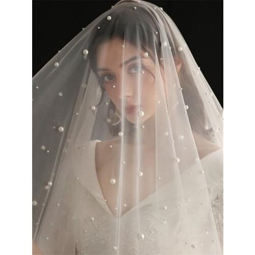 New Bridal Veils Hairwear White In Stocks Hair Veil With Comb IImitation Pearls Flower Wedding Accessories for Women