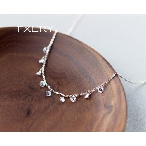 FXLRY High Quality Silver color Round crystals CZ AAA+ Sweet Pendant Necklace for women jewelry