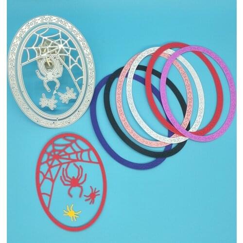 Halloween oval spider web spider metal cutting template DIY scrapbook, card making, embossing crafts, photo album decoration
