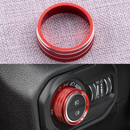 CITALL Car Headlight Switch Button Ring Trim Cover Fit for Jeep Gladiator 2020 Red Aluminum Alloy Accessories