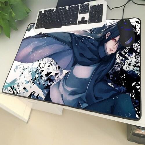 XGZ Friendship Anime Large Size Mouse Pad Black Clamp Sasuke Pattern Laptop PC Table Mat Rubber Universal Non-slip