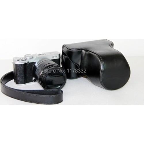 Leather Ever Ready camera case bag + Camera Strap for FUJIFILM FUJI FINEPIX X-M1 XM1 X-A1 XA1