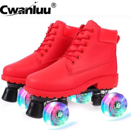 Skate Shoes ролики 4 Wheel Quad Rollerblading Woman Children 6 Color Skates Roller Sneakers Patines Europe Size 36-46