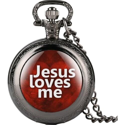 Quartz Jesus Love Me Series Pocket Watch for Men Women Special Watches for Male Female Unisex Pendant Necklace Chain for Friend