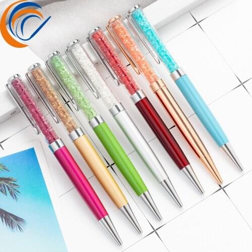 Metal Crystal Ballpoint Pen 18 Pcs Per Set Stationery Crystal Diamond Pen Wholesale Creative Metal Ball Point Pen Wedding Gift