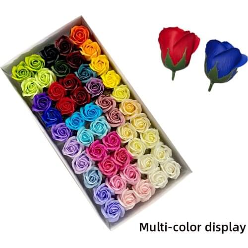 50pcs Diameter 5cm Cheap Soap Flower Rose Head Valentines Day Gift Wedding Bouquet Home Decoration Hand Flowers Art
