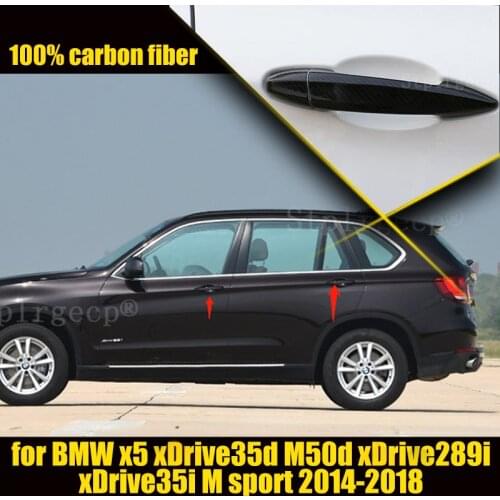 100% Real Carbon Fiber Car Door Handle Cover Trim Decoration for BMW X5 XDrive35d M50d XDrive289i XDrive35i M Sport 2014-2018