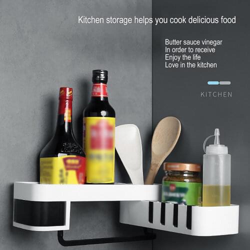 Wall Mounted Bathroom Shelves Floating Shelf Shower Hanging Basket Shampoo Holder WC Accessories Kitchen Seasoning Storage Rack