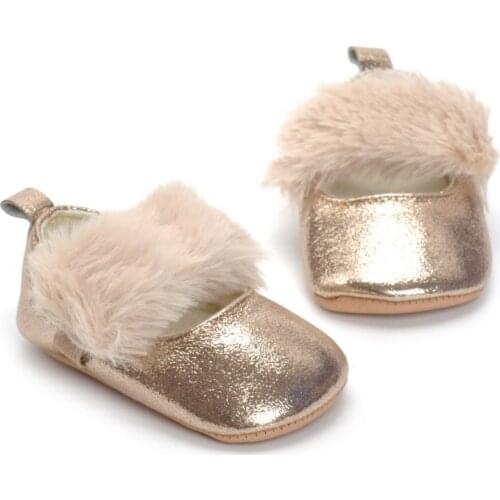 Baby Girl Shoes Newborn PU Fashion Plush Autumn Baby Shoes First Walkers Cute Princess Shoes