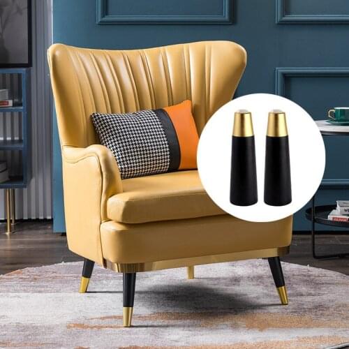 2PCS Solid Wood Furniture Support Legs With Metal Bush Replace Feet for Sofa Cabinet Table Chair Bed Furniture Hardware Parts