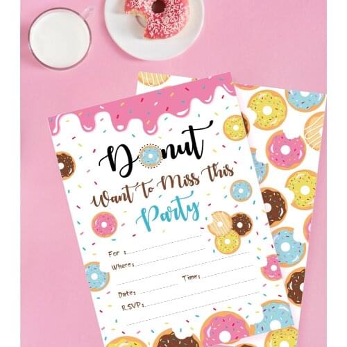 618 Sale Promotion Donuts Birthday Party Invitations Cards Sweet Girls Birthday Party Invitation Baby Shower Party Supplies