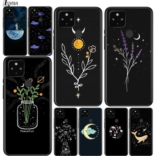 Moon Stars Planet Shockproof Cover for Google Pixel 5 5A 4 4A XL 5G Black Phone Case Shell Soft Fundas Coque Capa