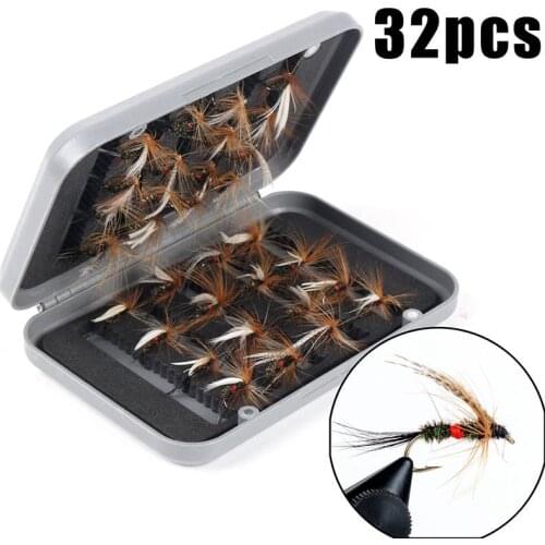 Fishing 32Pcs/Box Trout Nymph Fly Fishing Lure Dry/Wet Flies Nymphs Ice Fishing Lures Artificial Bait with Boxed