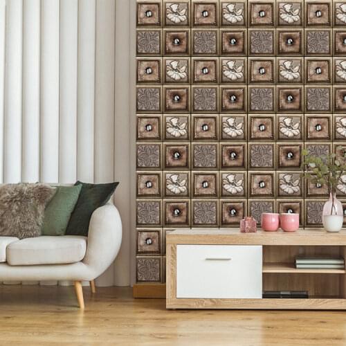 Self Adhesive Vintage Wall Paper 3D Faux Textured Backgound Wall Pattern Flowers Cover Wallpaper for Livingroom Bedroom Murals