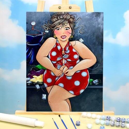 Toilet Monkey Fat Lady DIY Painting By Numbers Set Acrylic Paints 50*70 Canvas Pictures Home Decor Kids Drawing