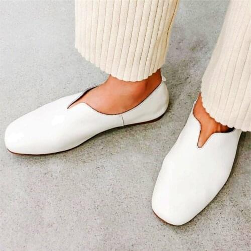 Oxfords Shoes Womens Soft Cow Leather Ballet Flats Loafers Slippers Round Toe Shoes Driving Comfort Office Elegant Shoes