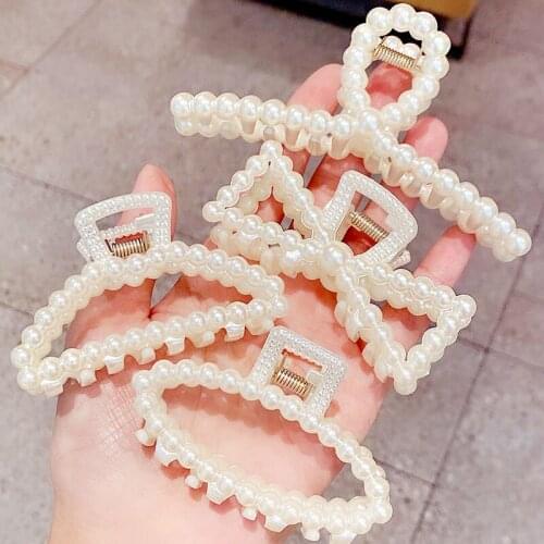 New Women Elegant Full Pearls Geometric Hair Claws Sweet Headband Vintage Hair Clips Hairpins Fahion Hair Accessories