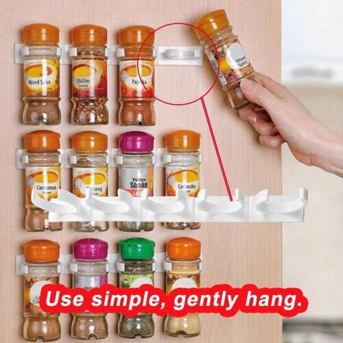 Clip Kitchen Spice Gripper Strip Jar Rack Storage Holder Wall Cabinet Door 3