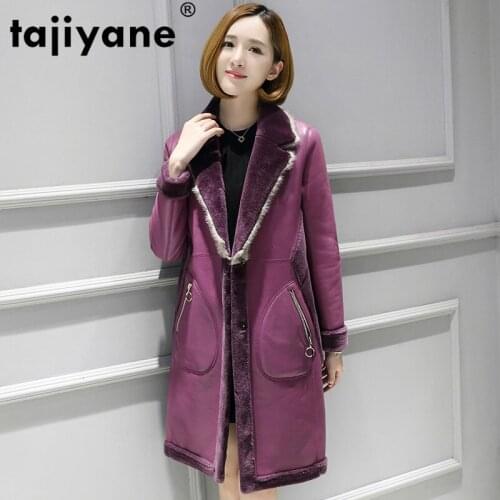 Leather Genuine Real JacketMink Fur Collar Wool Jacket Korean Vintage Sheepskin Coat Autumn Winter Coat Women Clothes 2021 T3505