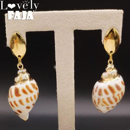 2021 New Fashion Stainless Steel Shell Earring for Women Gold Color Stud Earring Jewelry boucles d'oreilles E612816