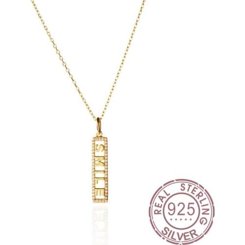 925 Silver Smile Necklace Sterling Silver Jewelry Pendants Chocker Kolye Vintage Crystal CZ Bijoux Femme Collier Necklace