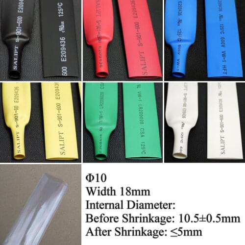 10mm Heat Shrink Tubing Polyolefin Insulation Shrinkage Ratio 2:1 UL ROHS