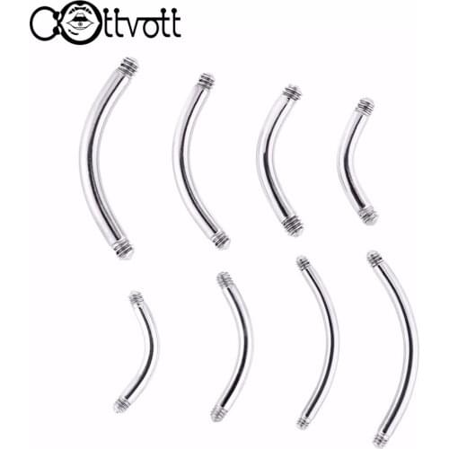 10pcs/lot Stainless Steel Piercing Banana Parts for Eyebrow Navel Belly Ring 14 16 Gauge Length 6 8 10 12mm Women Men PLP04
