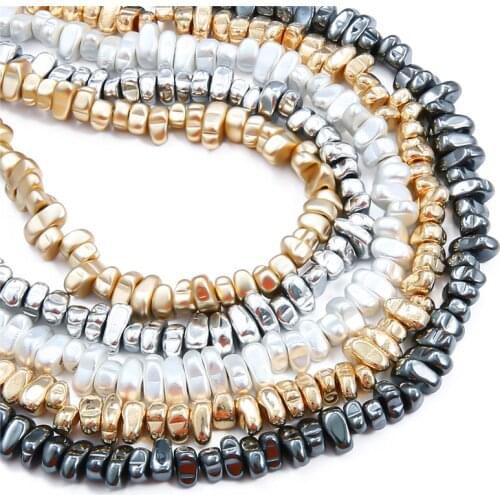110Pcs 5-10mm Natural Stone Hematite Irregular Gravel Stone Spacer Loose Beads for Jewelry Making Diy Bead Bracelet Necklace 15"