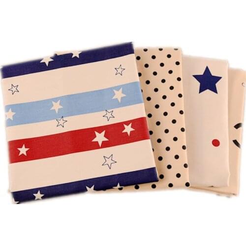 2pcs/Lot 50*40cm Knitted Printed Twill Patchwork Cotton Fabric Kid Dolls Cloth Home Furniture Baby Bedding Pentagram Dots Stripe