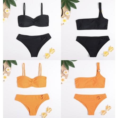 2021 Sexy Sport Bandeau Push up Bikinis Sexy Marble Women Swimsuit High Waist Swimwear Women bathing suit Beach wear
