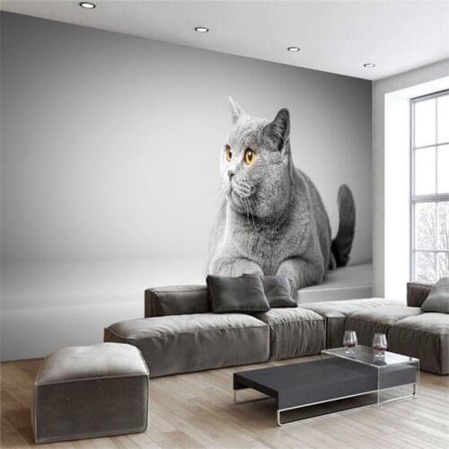 3D Cartoon Animal Canvas Cat Wallpaper Wall Sticker murals Childrens Room Art Poster Stickers Living Bedroom Home Decoration