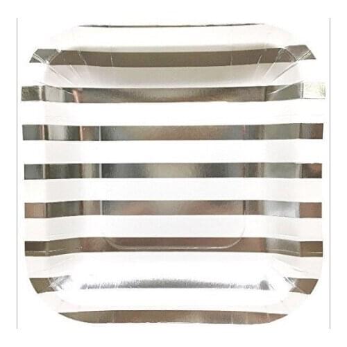 7 Inch Disposable Paper Plate Gold/Silver Decorative Paper Dessert Plates For Birthday Baby Shower Wedding Party Centerpiece