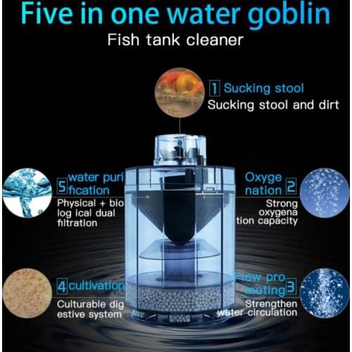 Aquarium Filter Pump 3 In 1 Multi-Functional Round Shape Fish Tank Filter Automatic Suction Cleaner Air Pumps Aquatic Pet Supply