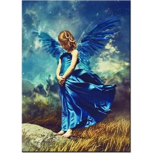 New 5D Diamond Painting Blue Angel,Diy Diamond Embroidery Full Square Round Stones Diamond Mosaic crystal CArtoon Girl,gift P204