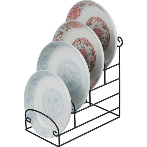 Artliving 4-Tier Metal Scrollwork Dish Rack Plate Rack Display Stand Holder Cabinet Organizer