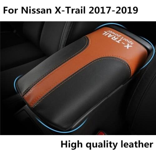 Car styling For Nissan X-Trail 2017-2019 Car Central armrest box 3D design Artificial Leather cover accessories