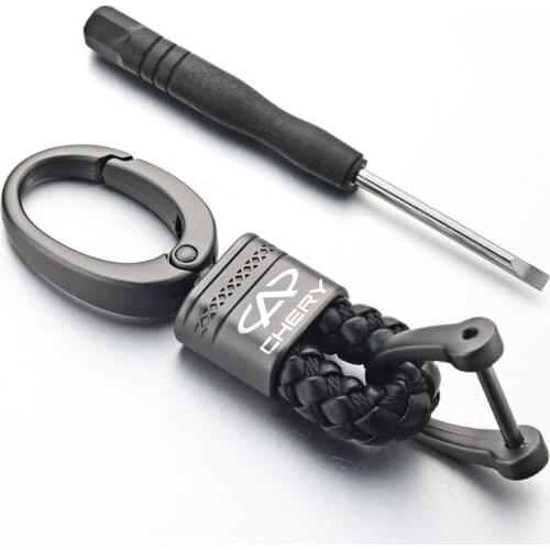 Car Universal Braided rope Car key chain For Chery Tiggo 3 4 5 8 7 5X 2019 2020 Horseshoe Buckle Key Rings With Logo Key ring