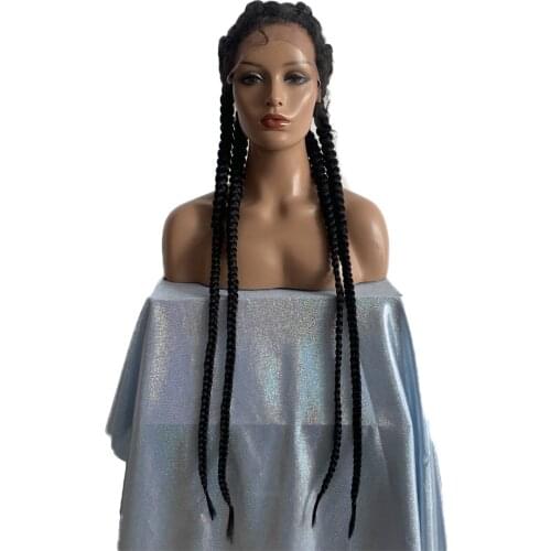 Black Wigs 4x Twist Braided Wig with Baby Hair Xpression Braiding Heat Resistant Fiber synthetic Daily Wear Wigs for Women