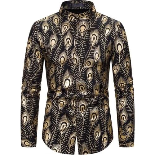 Men New Style Stamped Long Sleeve Shirt Printed Long Sleeve Blouse Shirts Men Dress Hawaiian Plus Size camisas hombre chemise