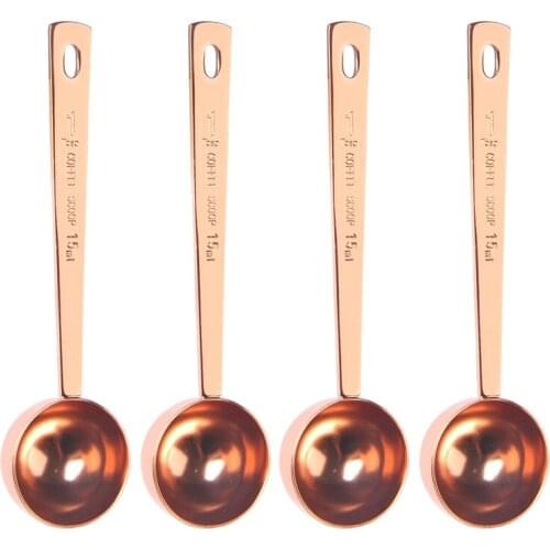 Hot YO-4 Pcs Coffee Scoop Stainless Steel Coffee Measuring Spoon Tea Scoop 1 Table Spoon for Coffee Tea Flour Sugar,Rose Gold